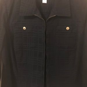 Plaid Blazer Jacket - Size XL - Navy